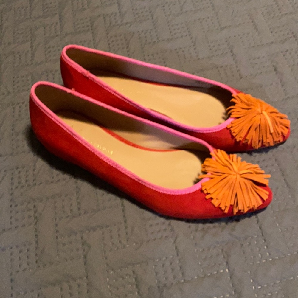 Anthropologie : Pink and Orange Flats with Tassels - 8